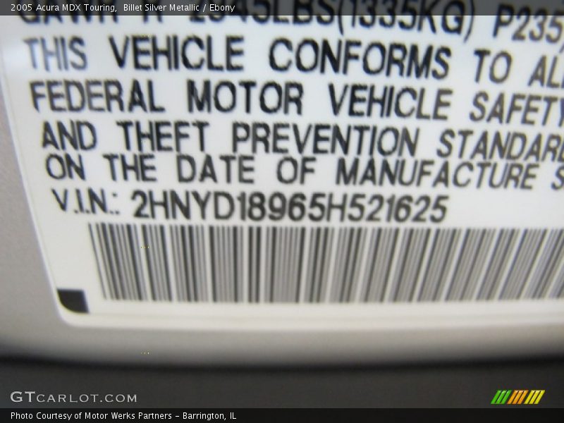 Billet Silver Metallic / Ebony 2005 Acura MDX Touring