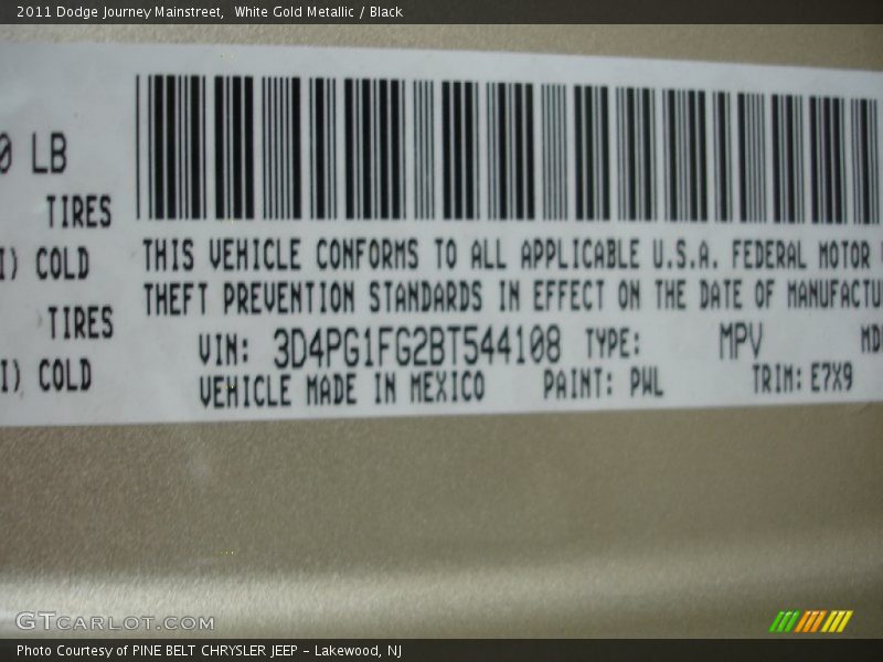 White Gold Metallic / Black 2011 Dodge Journey Mainstreet