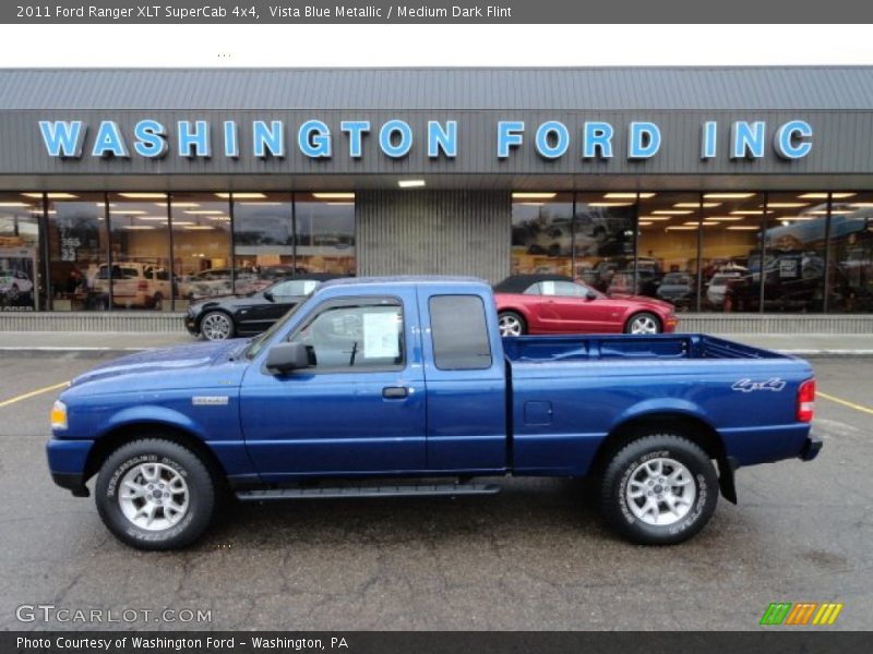 Vista Blue Metallic / Medium Dark Flint 2011 Ford Ranger XLT SuperCab 4x4