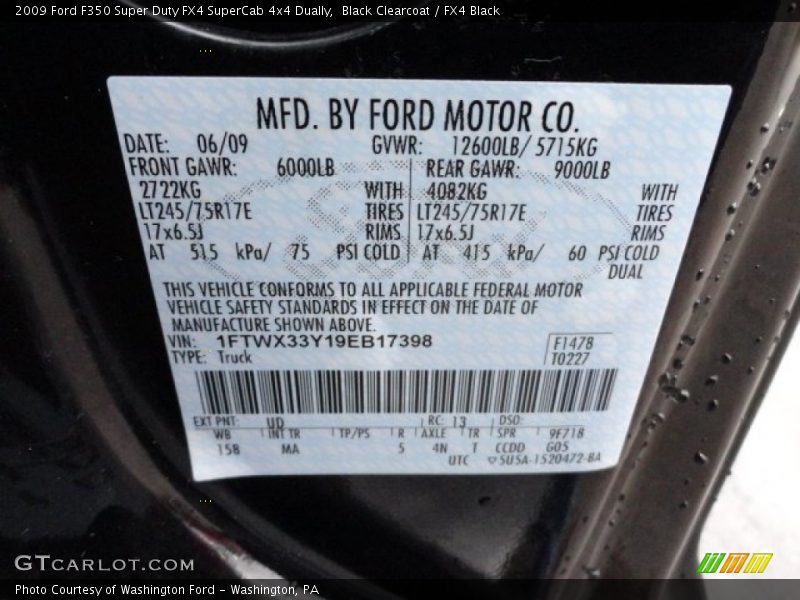 Black Clearcoat / FX4 Black 2009 Ford F350 Super Duty FX4 SuperCab 4x4 Dually