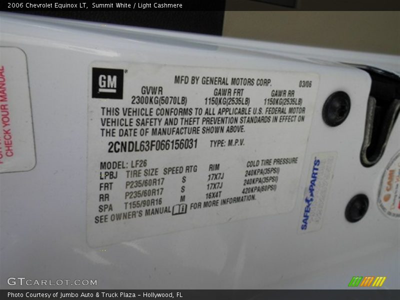 Summit White / Light Cashmere 2006 Chevrolet Equinox LT