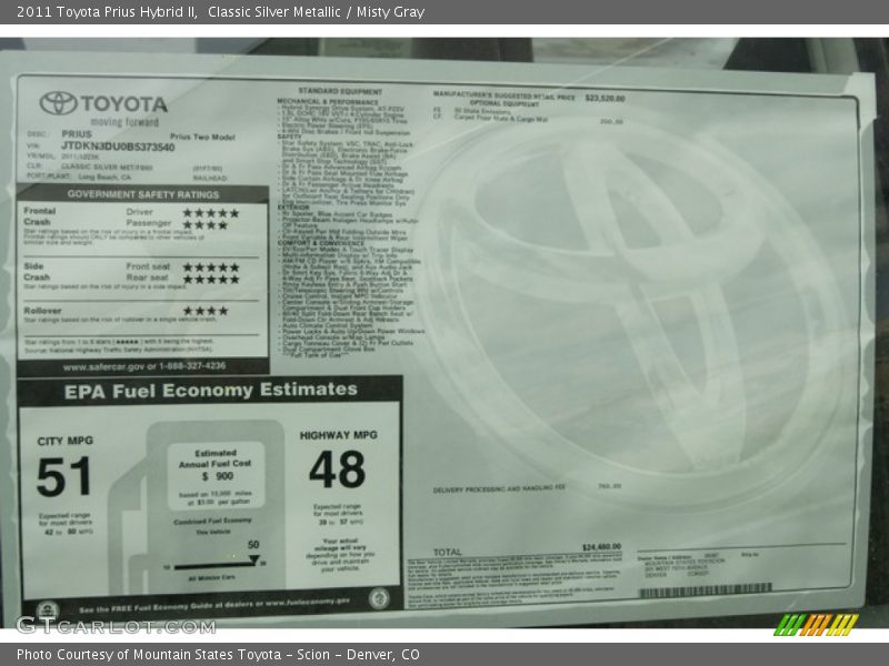 Classic Silver Metallic / Misty Gray 2011 Toyota Prius Hybrid II