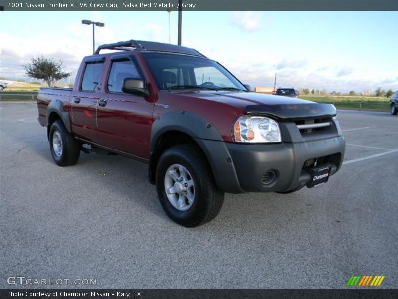 Salsa Red Metallic / Gray 2001 Nissan Frontier XE V6 Crew Cab