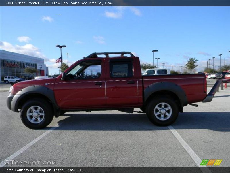 Salsa Red Metallic / Gray 2001 Nissan Frontier XE V6 Crew Cab