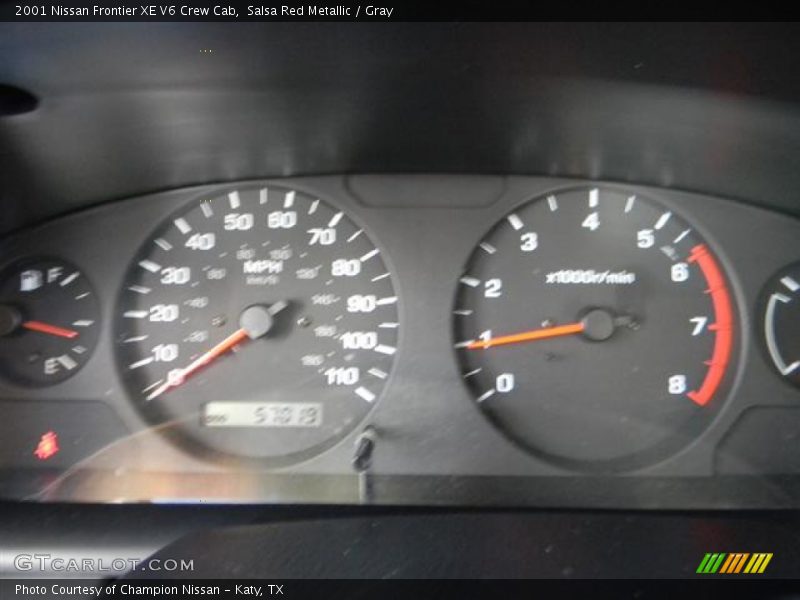 Salsa Red Metallic / Gray 2001 Nissan Frontier XE V6 Crew Cab