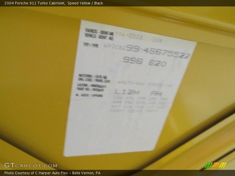 Speed Yellow / Black 2004 Porsche 911 Turbo Cabriolet
