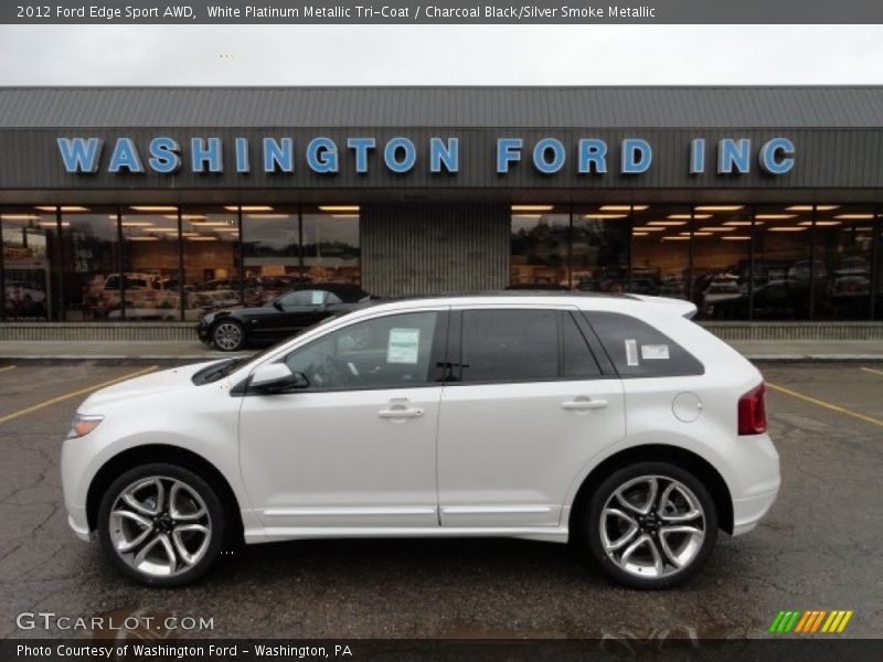 White Platinum Metallic Tri-Coat / Charcoal Black/Silver Smoke Metallic 2012 Ford Edge Sport AWD