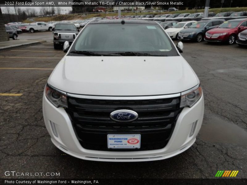White Platinum Metallic Tri-Coat / Charcoal Black/Silver Smoke Metallic 2012 Ford Edge Sport AWD