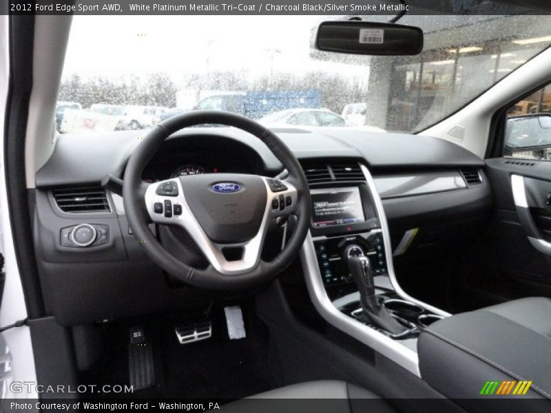 White Platinum Metallic Tri-Coat / Charcoal Black/Silver Smoke Metallic 2012 Ford Edge Sport AWD