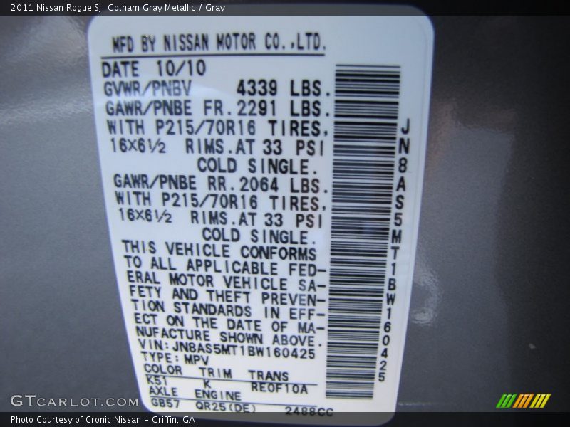 Gotham Gray Metallic / Gray 2011 Nissan Rogue S