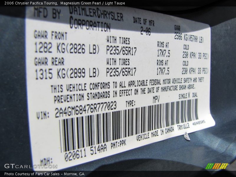 Magnesium Green Pearl / Light Taupe 2006 Chrysler Pacifica Touring