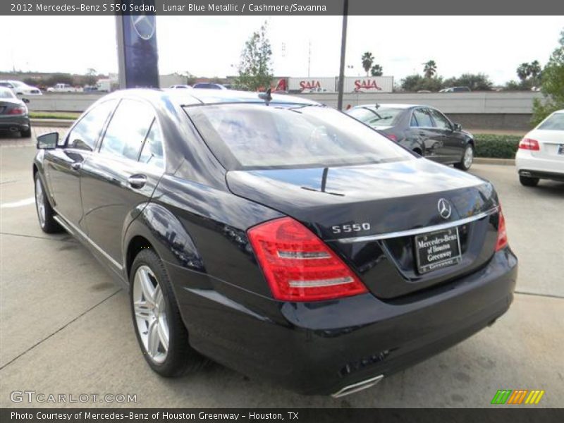 Lunar Blue Metallic / Cashmere/Savanna 2012 Mercedes-Benz S 550 Sedan