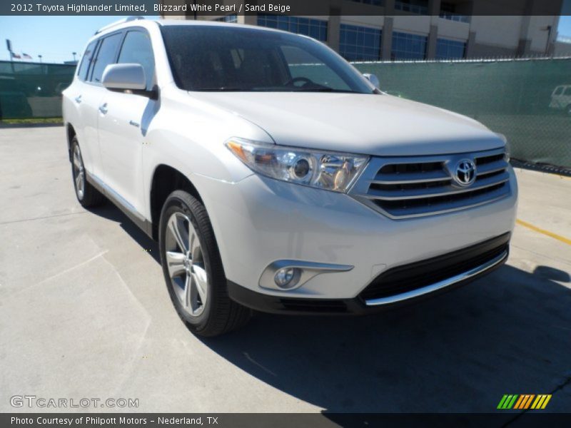Blizzard White Pearl / Sand Beige 2012 Toyota Highlander Limited