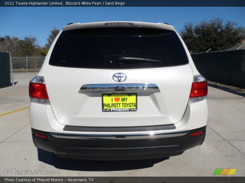 Blizzard White Pearl / Sand Beige 2012 Toyota Highlander Limited