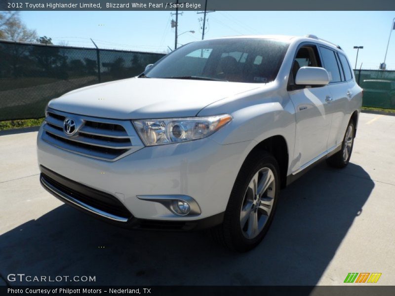 Blizzard White Pearl / Sand Beige 2012 Toyota Highlander Limited