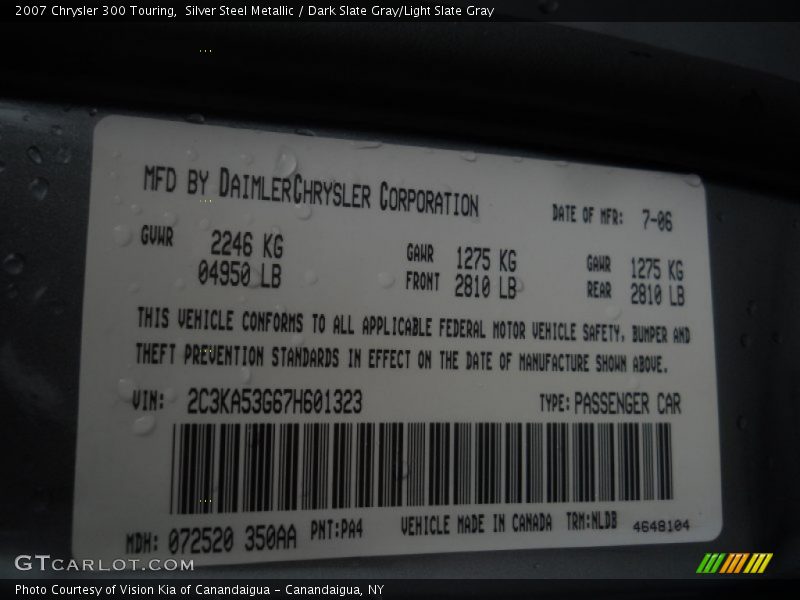 Silver Steel Metallic / Dark Slate Gray/Light Slate Gray 2007 Chrysler 300 Touring