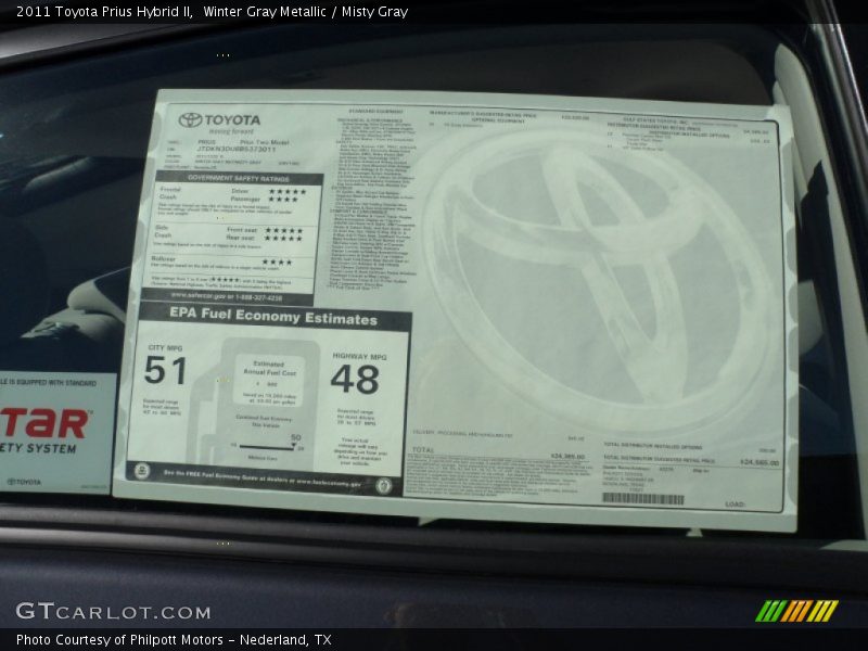 Winter Gray Metallic / Misty Gray 2011 Toyota Prius Hybrid II