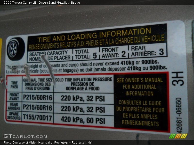 Desert Sand Metallic / Bisque 2009 Toyota Camry LE