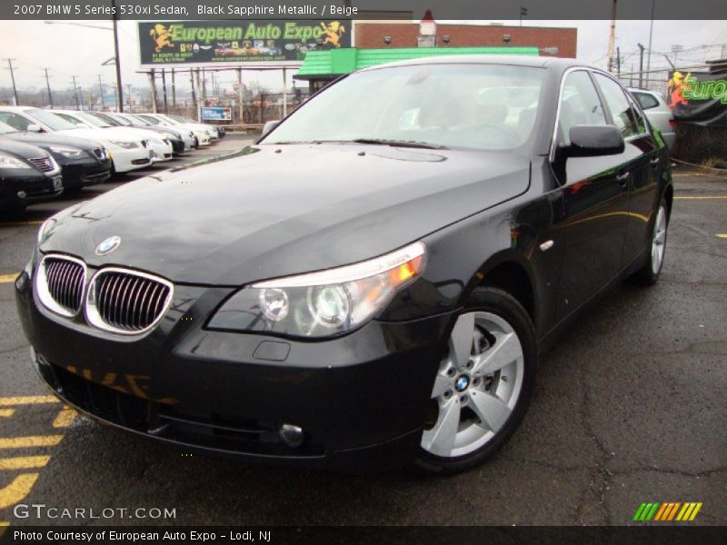 Black Sapphire Metallic / Beige 2007 BMW 5 Series 530xi Sedan