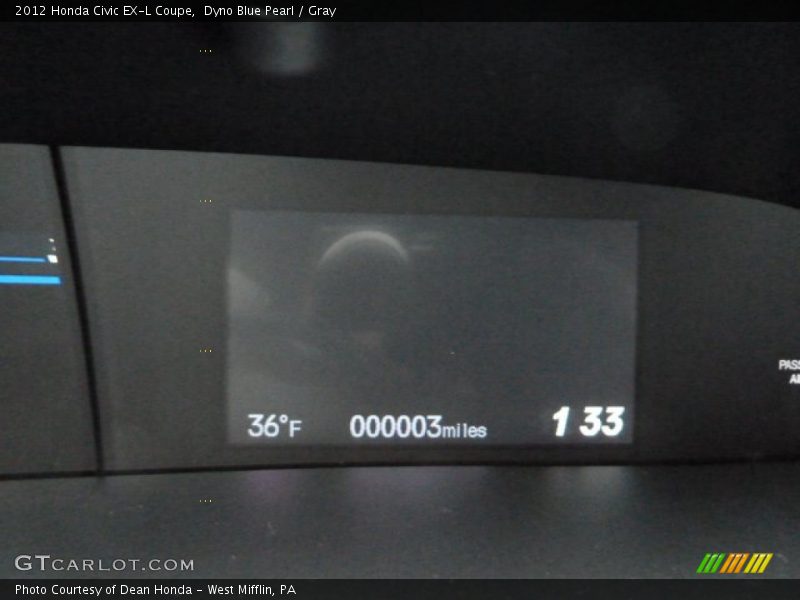 Dyno Blue Pearl / Gray 2012 Honda Civic EX-L Coupe