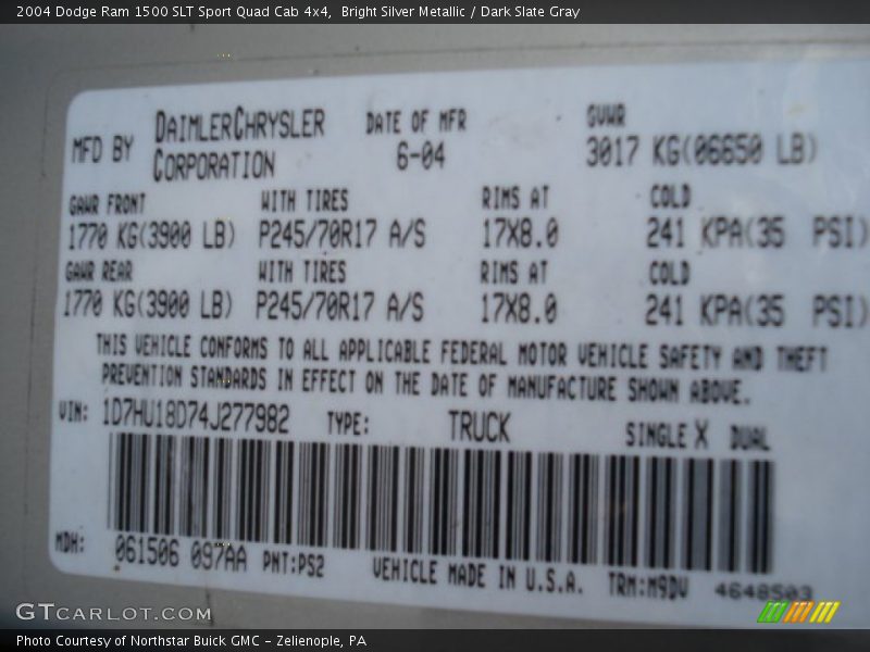Bright Silver Metallic / Dark Slate Gray 2004 Dodge Ram 1500 SLT Sport Quad Cab 4x4