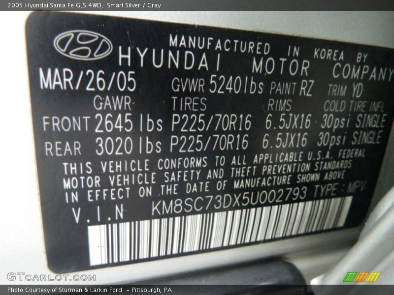 Smart Silver / Gray 2005 Hyundai Santa Fe GLS 4WD