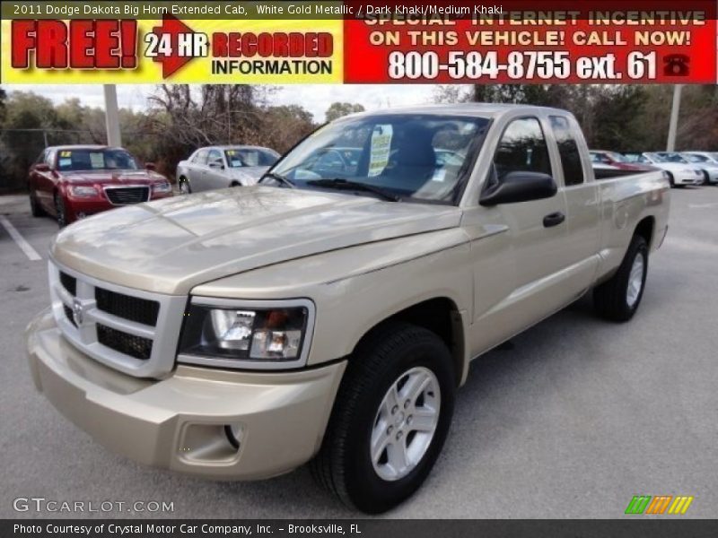White Gold Metallic / Dark Khaki/Medium Khaki 2011 Dodge Dakota Big Horn Extended Cab