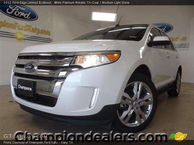 White Platinum Metallic Tri-Coat / Medium Light Stone 2012 Ford Edge Limited EcoBoost