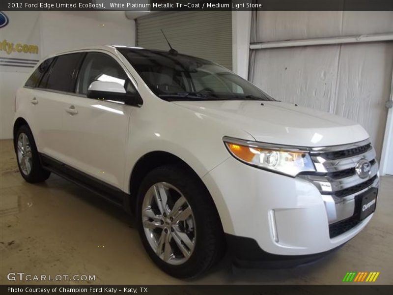 White Platinum Metallic Tri-Coat / Medium Light Stone 2012 Ford Edge Limited EcoBoost