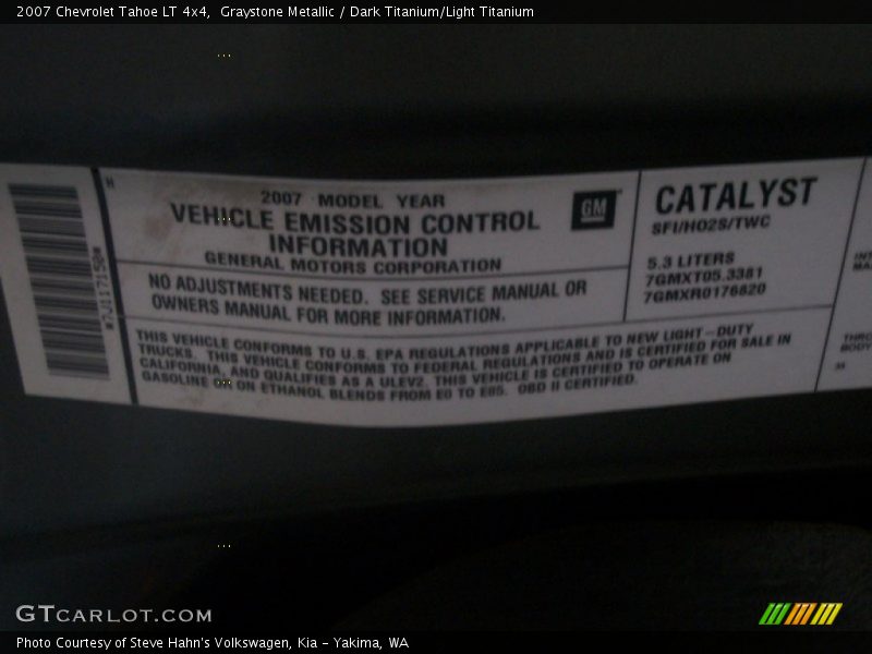 Graystone Metallic / Dark Titanium/Light Titanium 2007 Chevrolet Tahoe LT 4x4