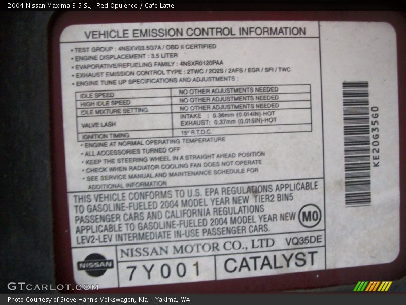 Red Opulence / Cafe Latte 2004 Nissan Maxima 3.5 SL