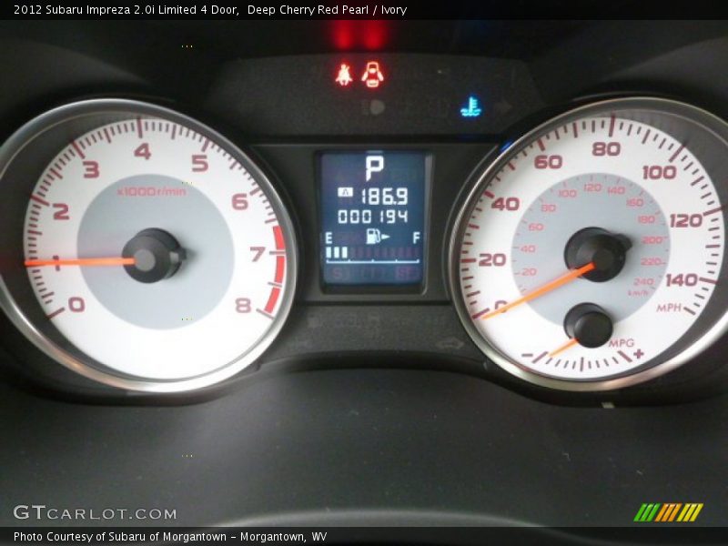  2012 Impreza 2.0i Limited 4 Door 2.0i Limited 4 Door Gauges