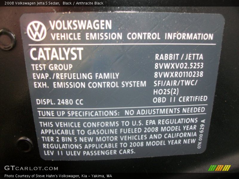 Black / Anthracite Black 2008 Volkswagen Jetta S Sedan