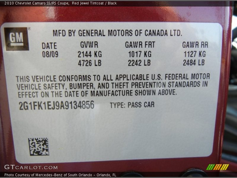 Red Jewel Tintcoat / Black 2010 Chevrolet Camaro SS/RS Coupe