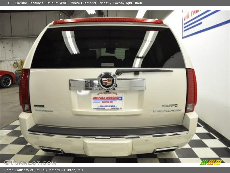 White Diamond Tricoat / Cocoa/Light Linen 2012 Cadillac Escalade Platinum AWD