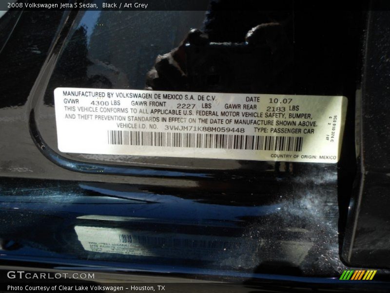 Black / Art Grey 2008 Volkswagen Jetta S Sedan