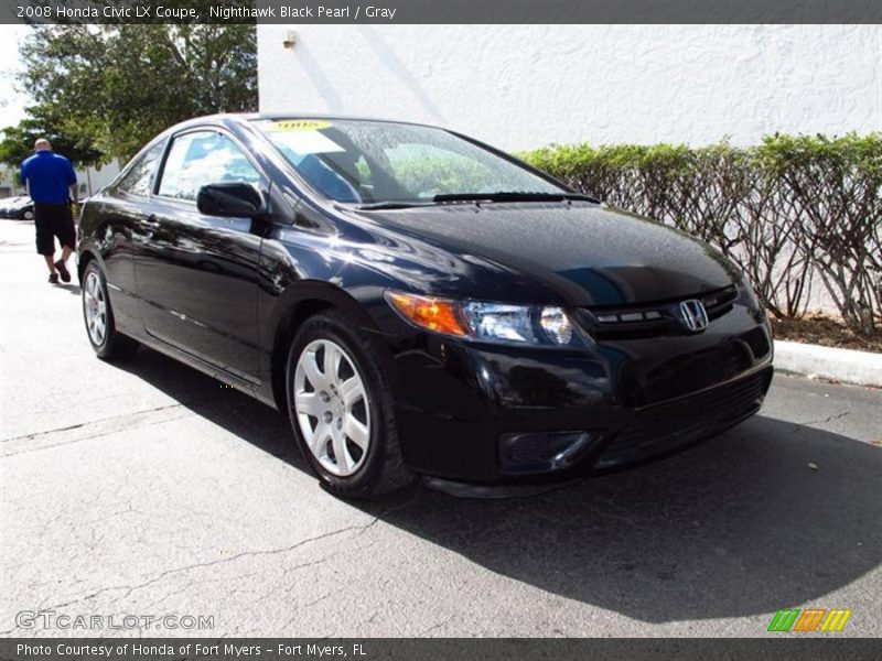 Nighthawk Black Pearl / Gray 2008 Honda Civic LX Coupe
