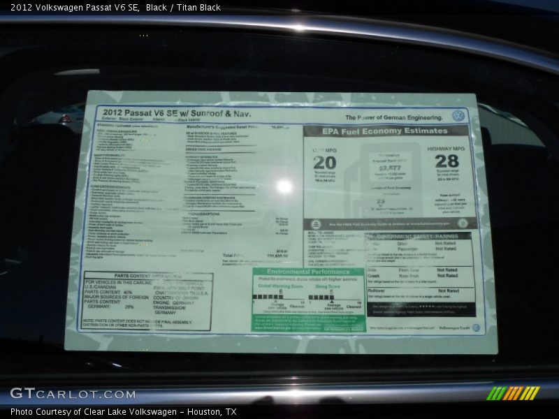 Black / Titan Black 2012 Volkswagen Passat V6 SE