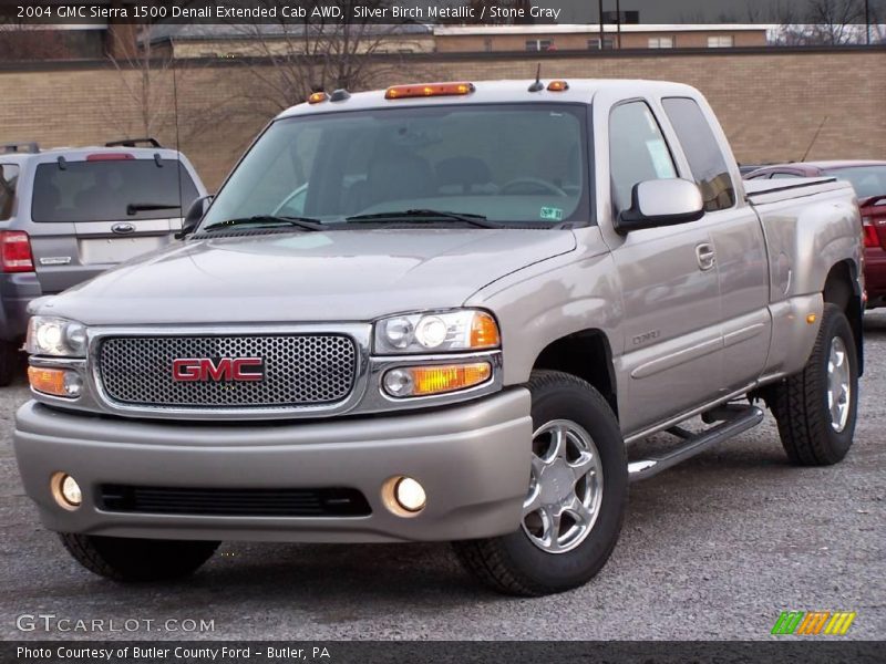 Silver Birch Metallic / Stone Gray 2004 GMC Sierra 1500 Denali Extended Cab AWD