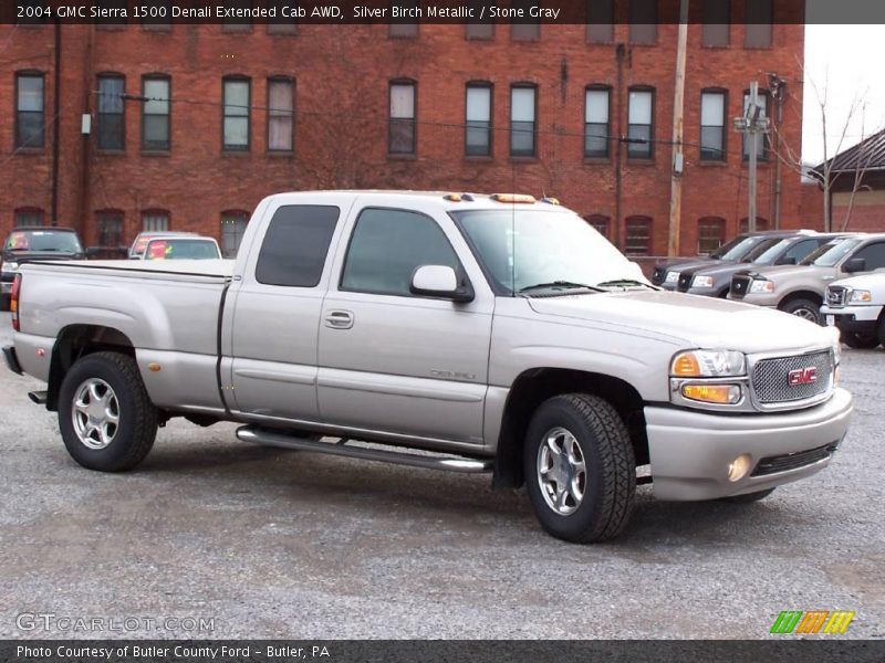 Silver Birch Metallic / Stone Gray 2004 GMC Sierra 1500 Denali Extended Cab AWD