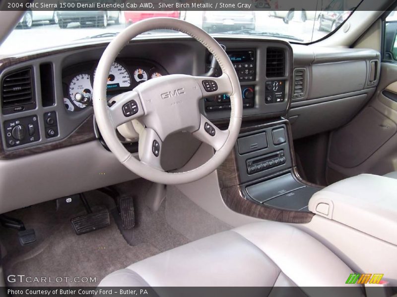 Silver Birch Metallic / Stone Gray 2004 GMC Sierra 1500 Denali Extended Cab AWD