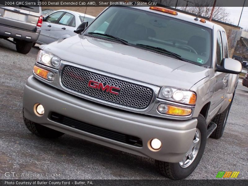 Silver Birch Metallic / Stone Gray 2004 GMC Sierra 1500 Denali Extended Cab AWD