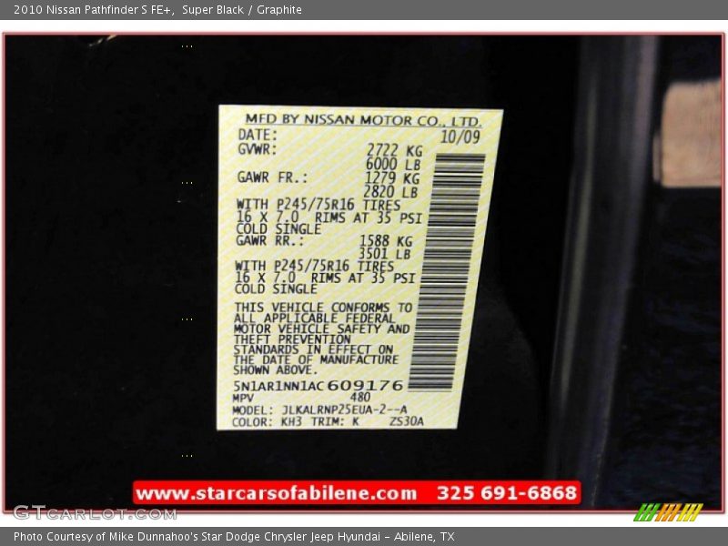 Super Black / Graphite 2010 Nissan Pathfinder S FE+