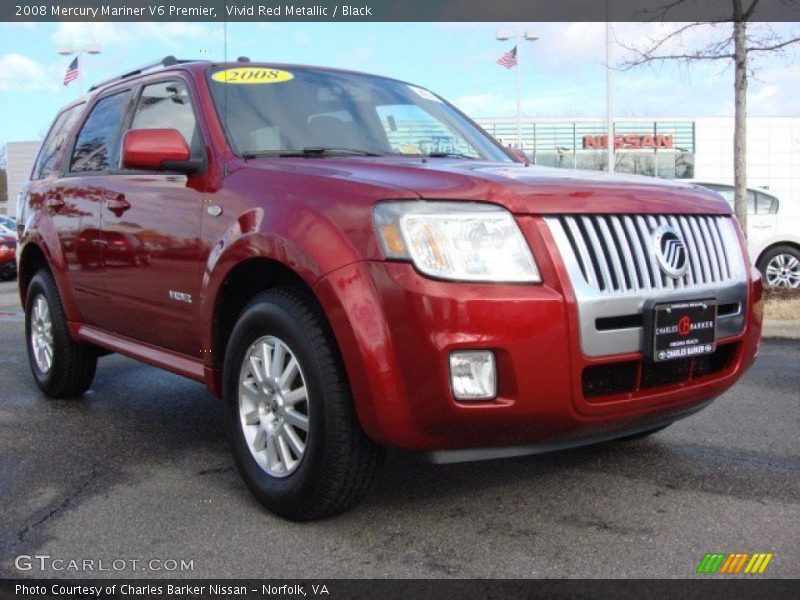 Vivid Red Metallic / Black 2008 Mercury Mariner V6 Premier