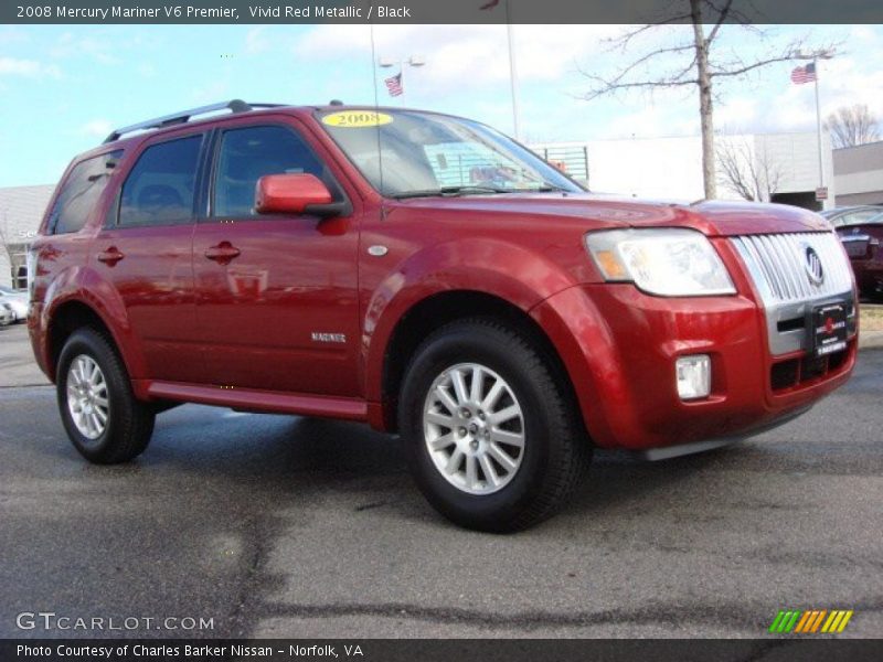 Vivid Red Metallic / Black 2008 Mercury Mariner V6 Premier