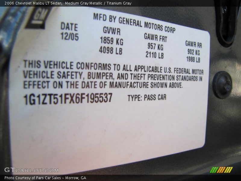 Medium Gray Metallic / Titanium Gray 2006 Chevrolet Malibu LT Sedan