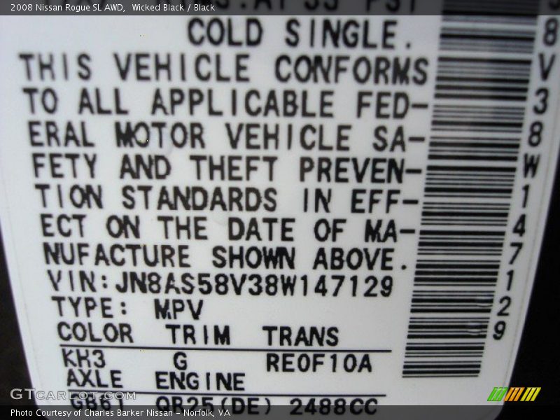 Wicked Black / Black 2008 Nissan Rogue SL AWD