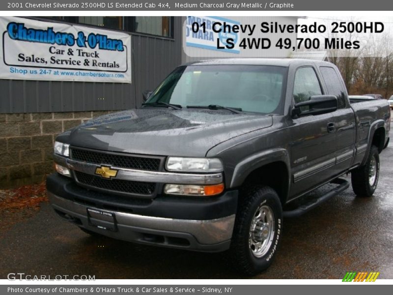 Medium Charcoal Gray Metallic / Graphite 2001 Chevrolet Silverado 2500HD LS Extended Cab 4x4