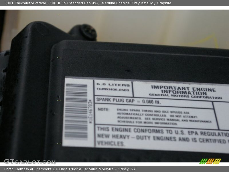 Medium Charcoal Gray Metallic / Graphite 2001 Chevrolet Silverado 2500HD LS Extended Cab 4x4