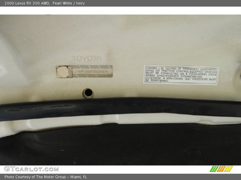 Pearl White / Ivory 2000 Lexus RX 300 AWD